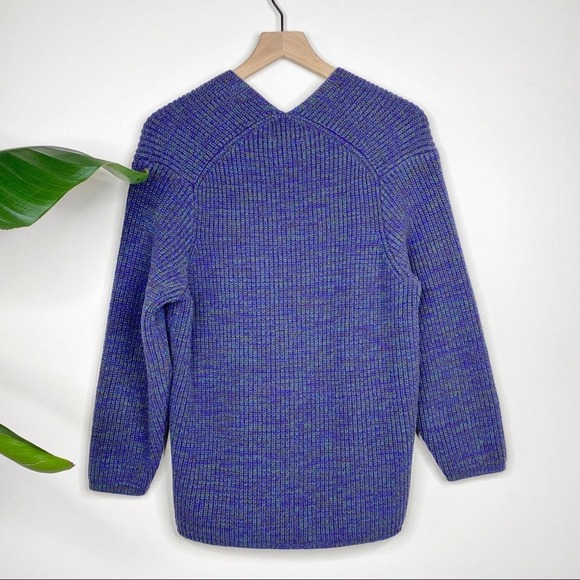 Urban Outfitters Victoria Blue Green Oversized V Neck Chunky Knit Sweater XS - Picture 6 of 11